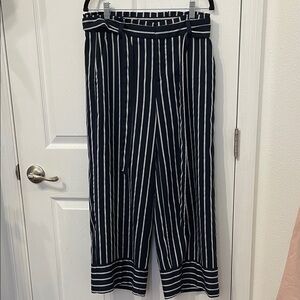 Banana Republic Navy and White Striped Trousers